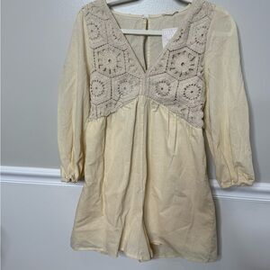 SundayUp Cream Crochet Romper